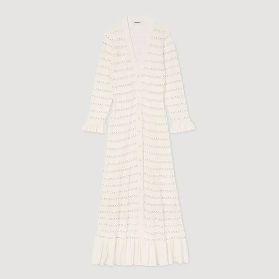 Đầm dài đính ngọc trai 34 Trắng Ecru