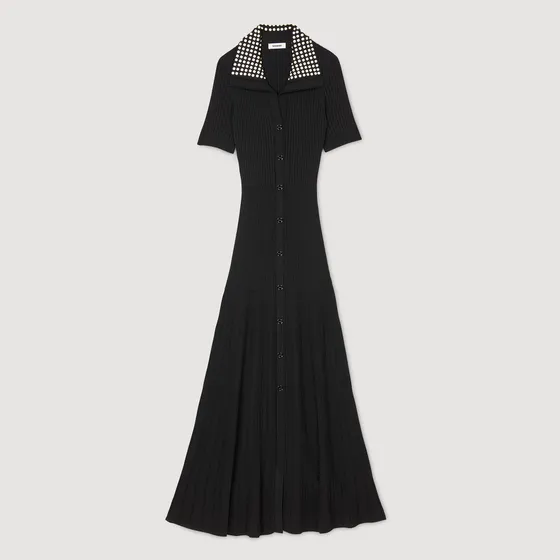 Đầm maxi cổ đính dá 38 Đen