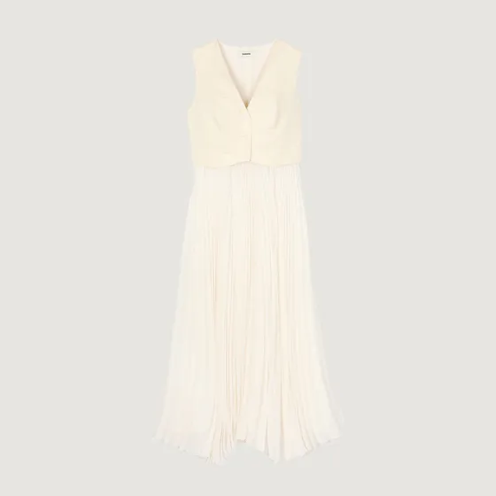 Đầm maxi xếp ly 38 Trắng Ecru