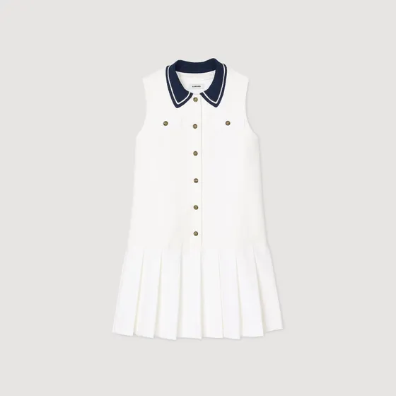 Đầm ngắn có cổ tương phản 38 Trắng