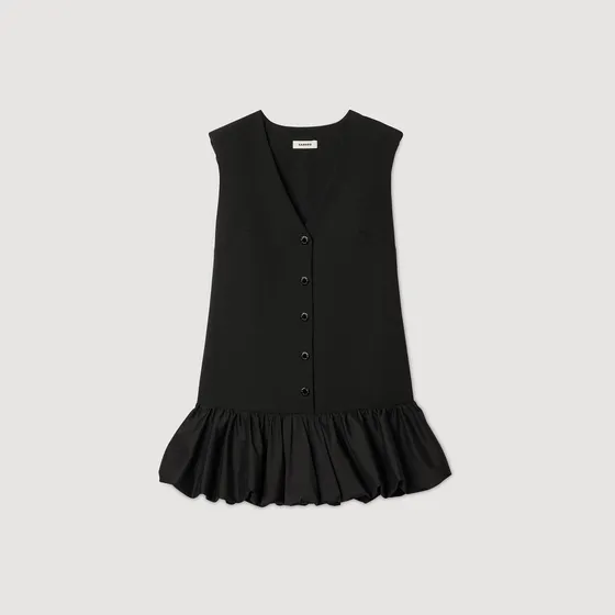 Đầm ngắn có diềm xếp nếp 34 Đen