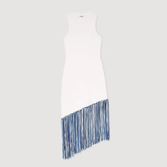 Đầm maxi tua rua 36 Trắng