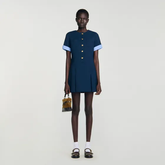 Đầm xếp ly ngắn 38 Xanh navy