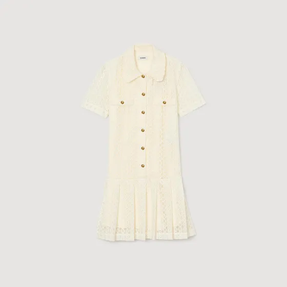 Đầm ngắn phối cổ bèo 38 Be