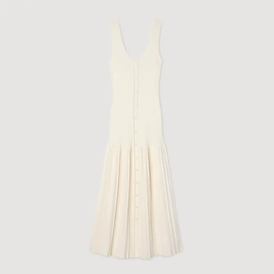 Đầm maxi dệt kim 36 Trắng Ecru