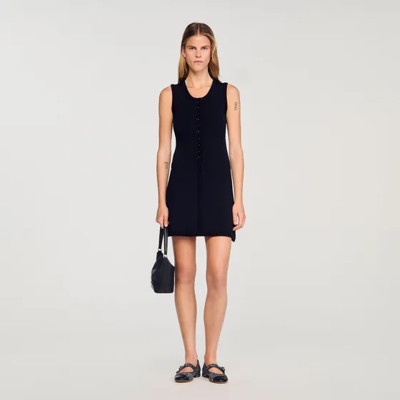 Đầm dệt gân ngắn 38 Đen