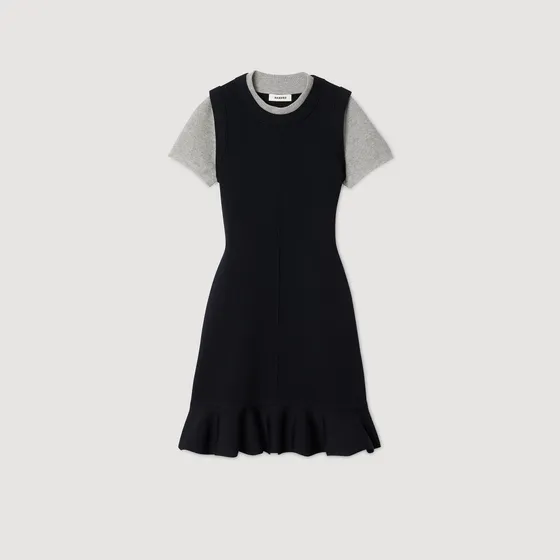 Đầm len ngắn 2-trong-1 38 Xanh Navy