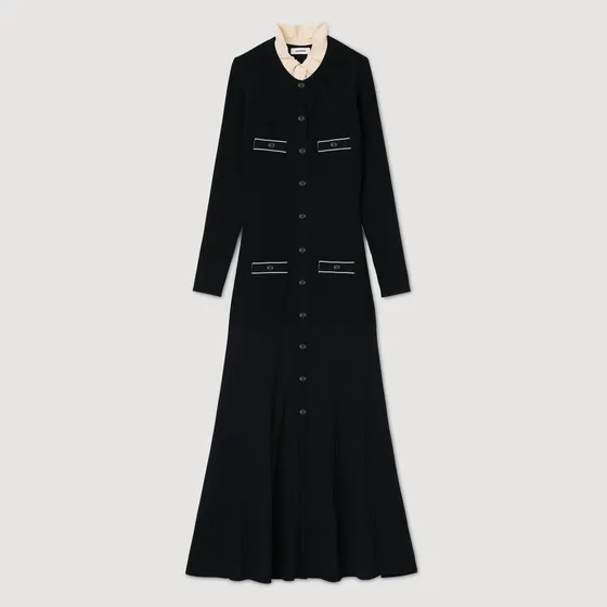 Đầm maxi dệt kim 36 Đen