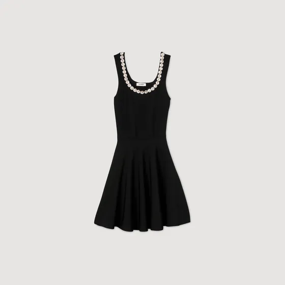 Đầm ngắn cổ pha lê 36 Đen