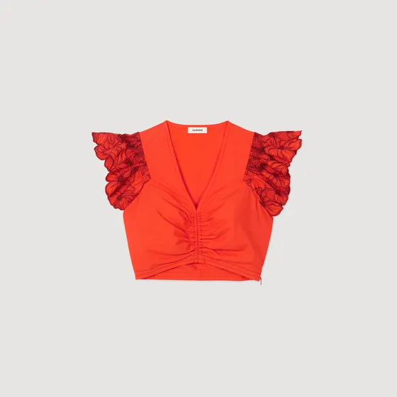 Áo dáng crop tay bèo 310 Đỏ