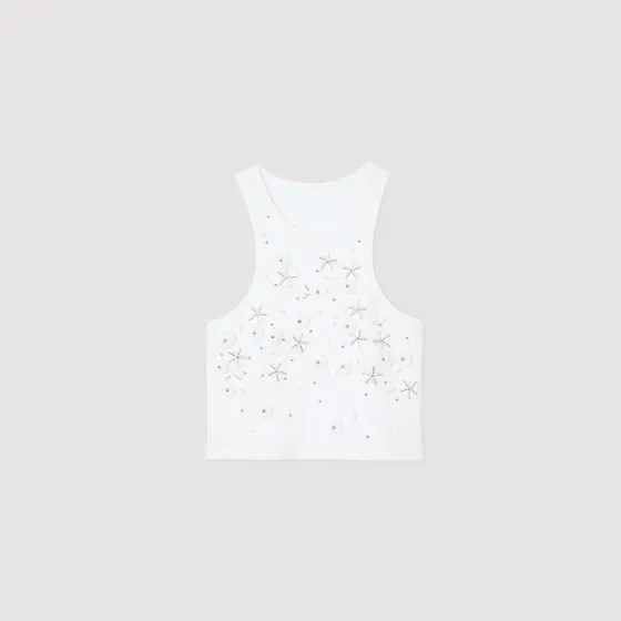 Áo ba lỗ đính đá 1 Trắng