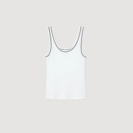 Áo hai dây viền gân 1 Trắng