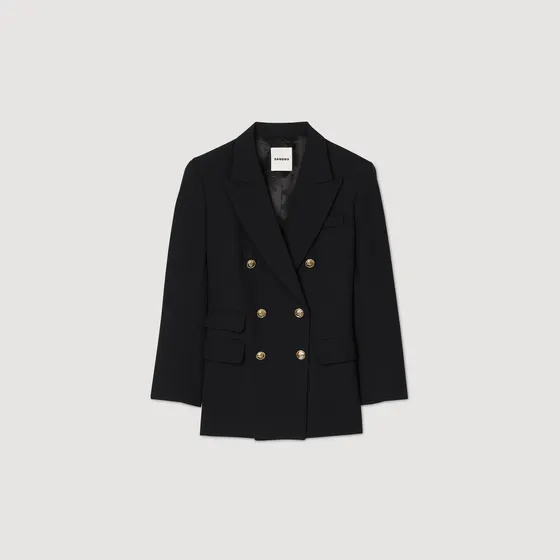 Áo khoác vest phối khuy 34 Đen