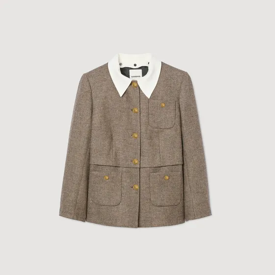 Áo vest họa tiết houndstooth 36 Nâu