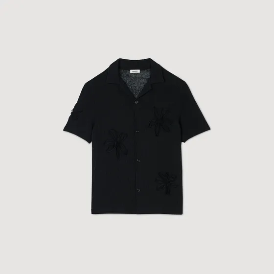 Áo sơ mi in hoa M Đen