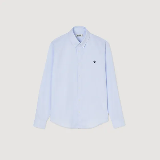 Áo sơ mi thêu họa tiết chữ thập M Xanh da trời