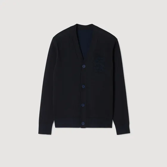 Áo cardigan thêu dây thừng S Xanh Navy
