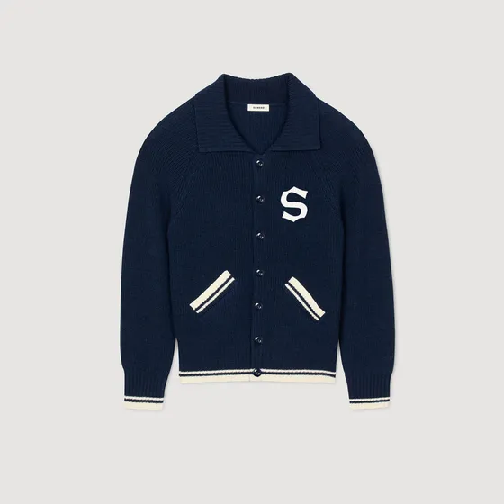 Áo cardigan len có patch chữ S S Xanh Navy