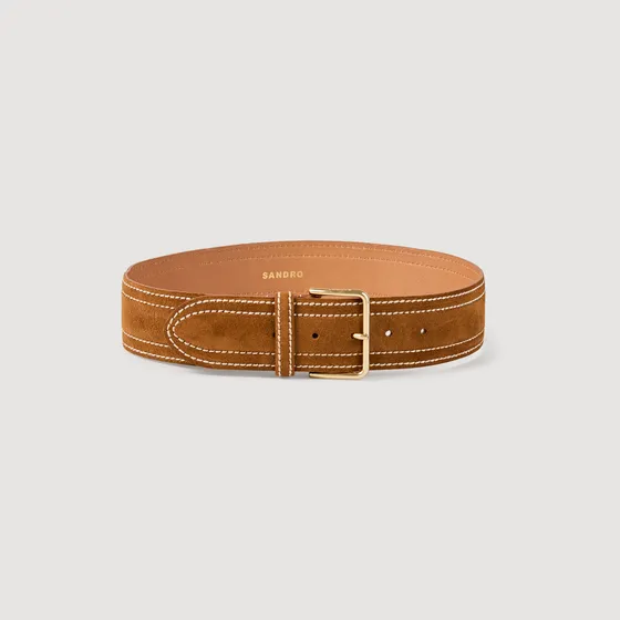 Thắt lưng da bản rộng 2 Camel
