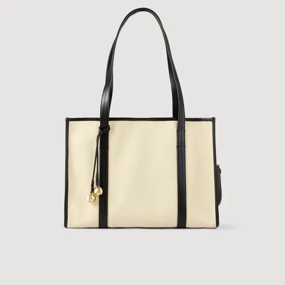 Túi tote vải canvas TU Trắng Ecru / Đen