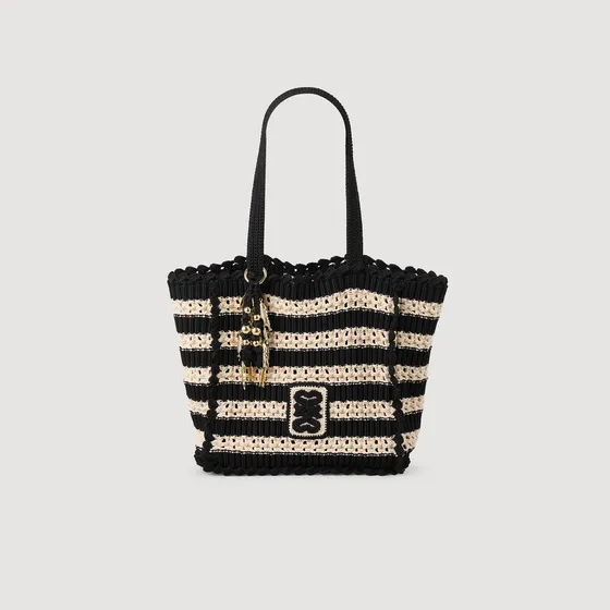 Túi crochet hai tông màu TU Trắng Ecru / Đen