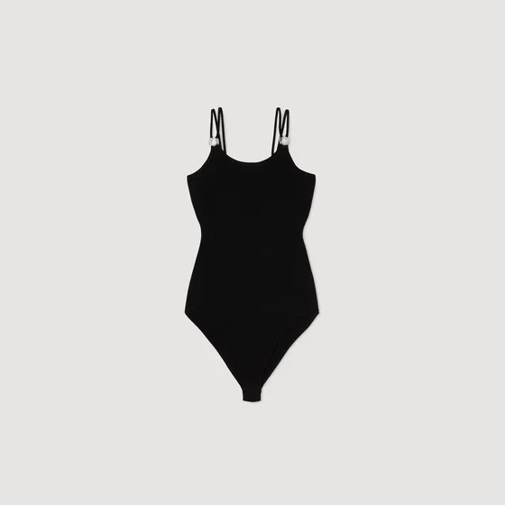 Bộ bodysuit hai dây 1 Đen