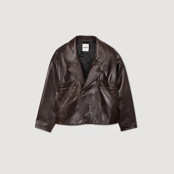 Áo khoác da oversize 34 Nâu