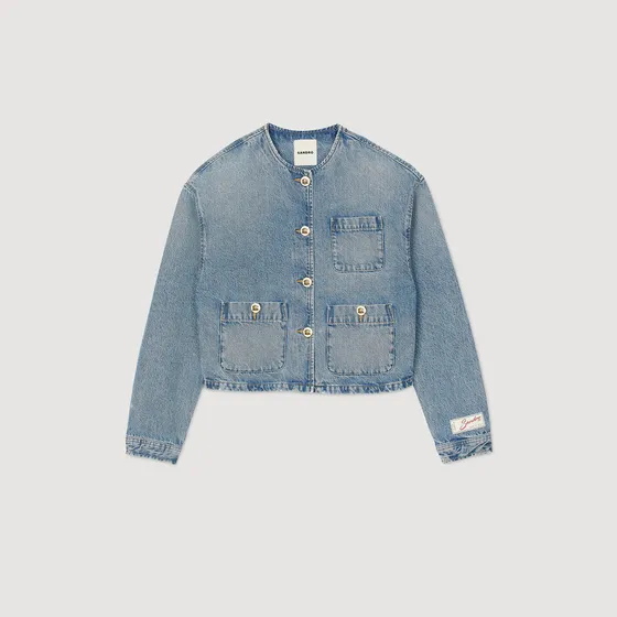 Áo khoác denim phối khuy 34 Xanh denim