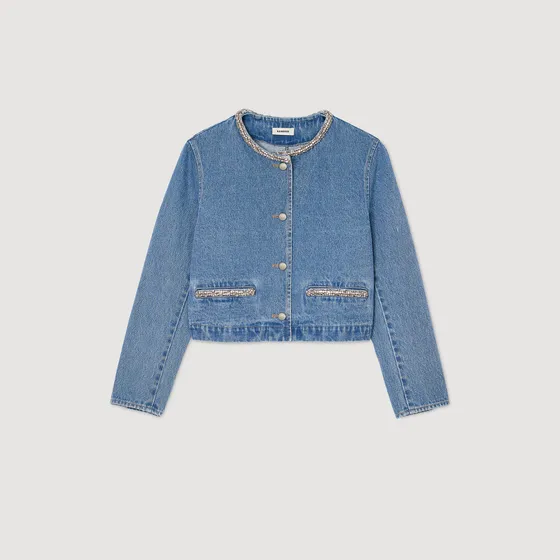 Áo khoác denim đính đá 34 Xanh denim