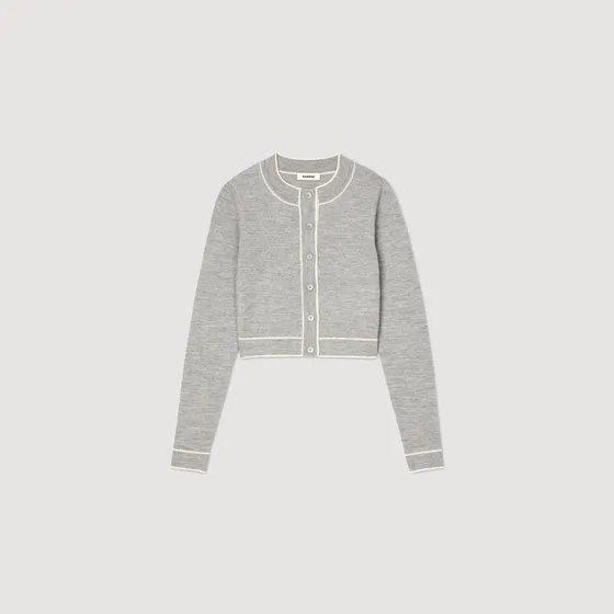 Áo len cardigan dáng ngắn 1 Xám