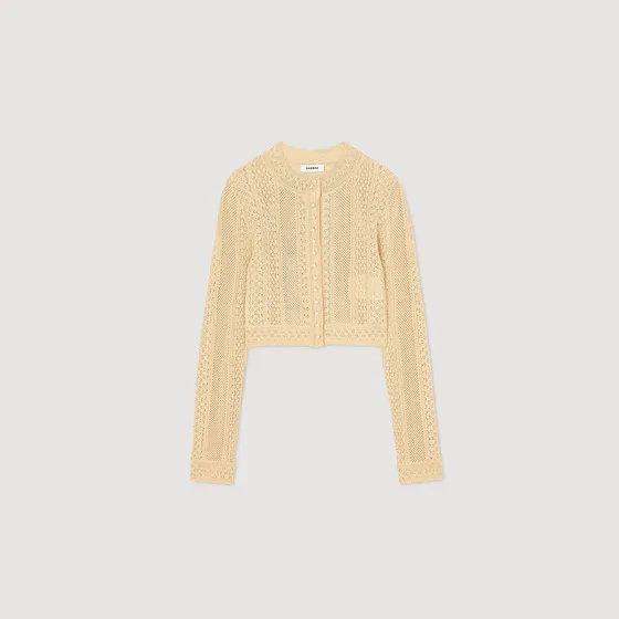 Áo cardigan dệt kim phối khuy 1 Vàng kim