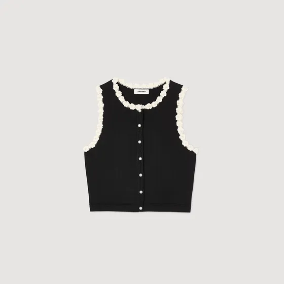 Áo cardigan crochet không tay 2 Đen