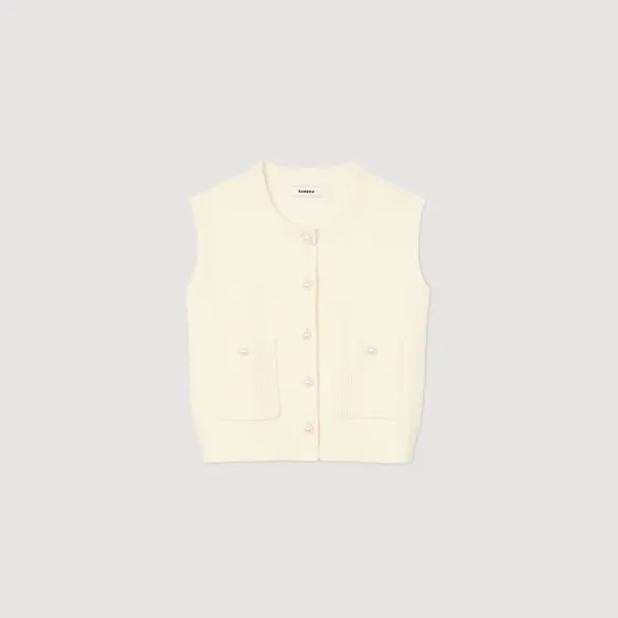 Áo len cardigan vải tweed 310 Trắng Ecru