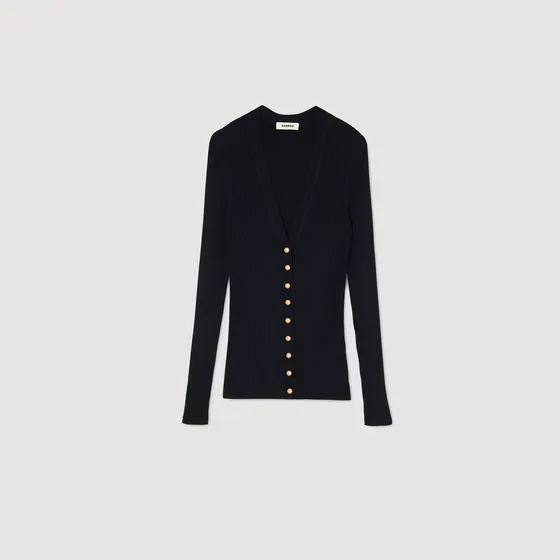 Áo cardigan dệt kim cổ V 2 Xanh đen