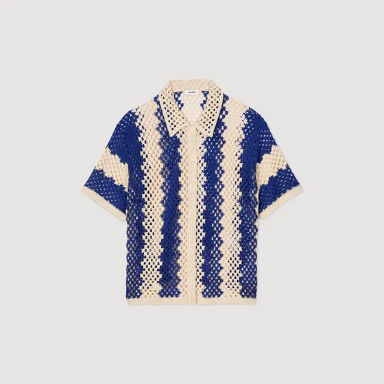 Áo cardigan dệt kim hai màu 310 Xanh đen