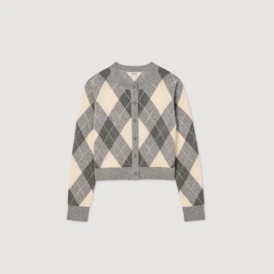 Cardigan họa tiết argyle 1 Xám