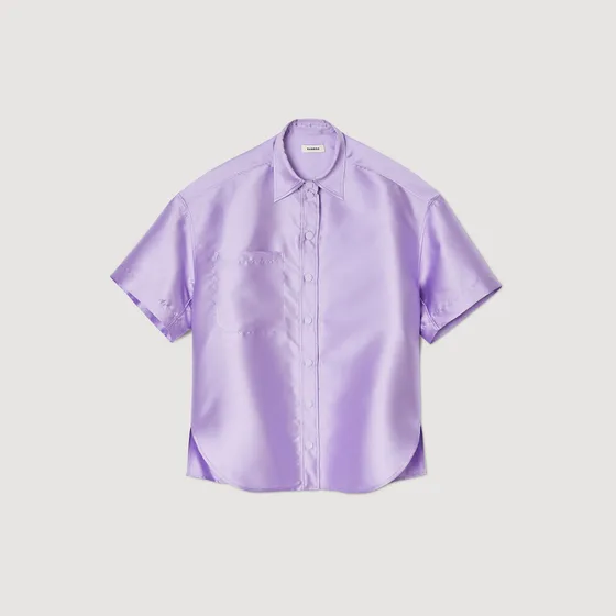 Áo sơ mi satin oversized 310 Tím