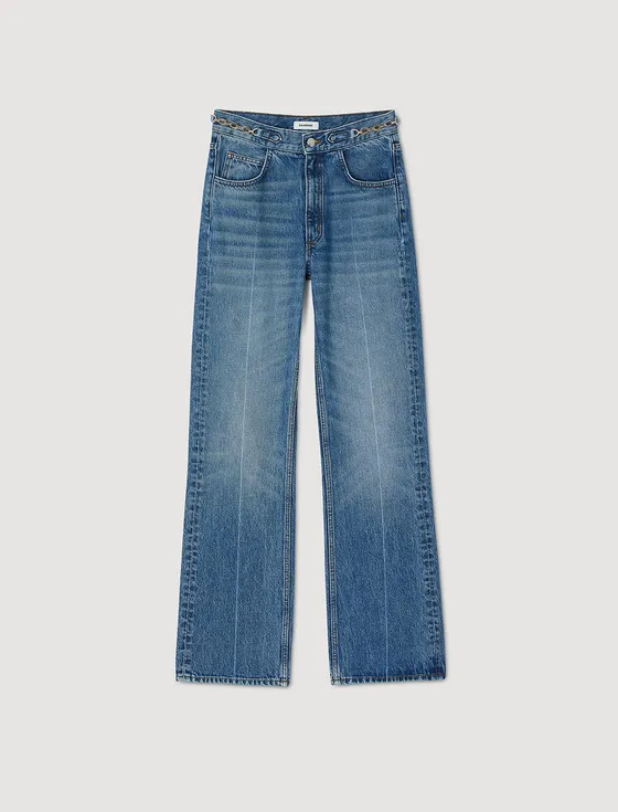 Quần jeans denim ống rộng 38 Xanh denim