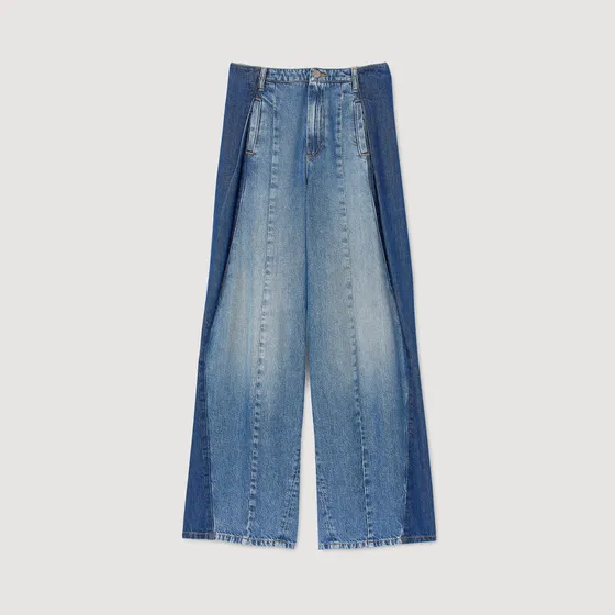 Quần jean viền tương phản 34 Xanh denim