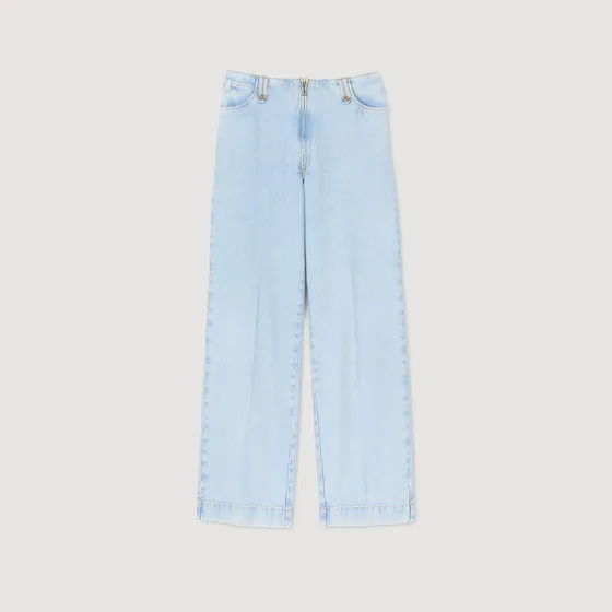 Quần jeans ống rộng phai màu 34 Xanh denim