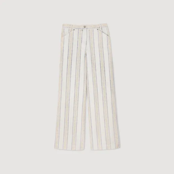 Quần jeans ống rộng kẻ sọc 34 Xanh dương