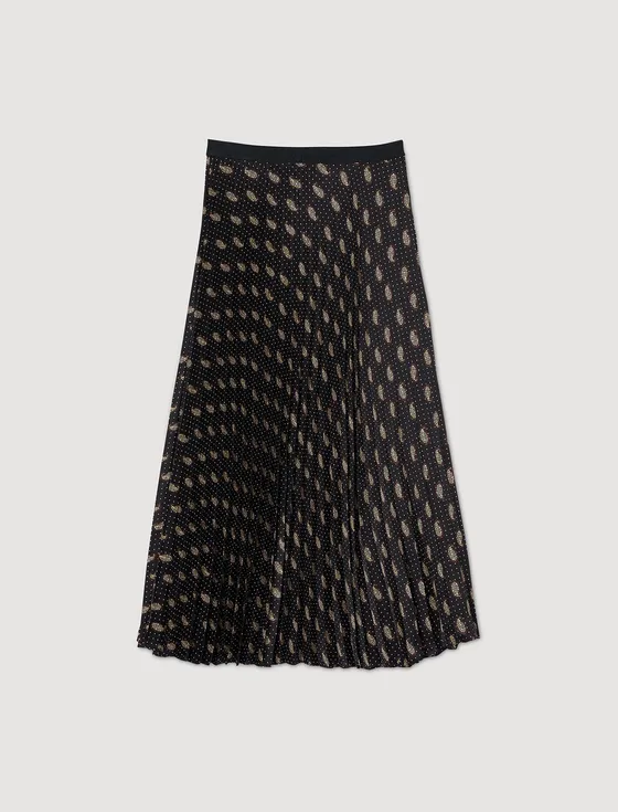 Chân váy dài họa tiết paisley 38 Đen