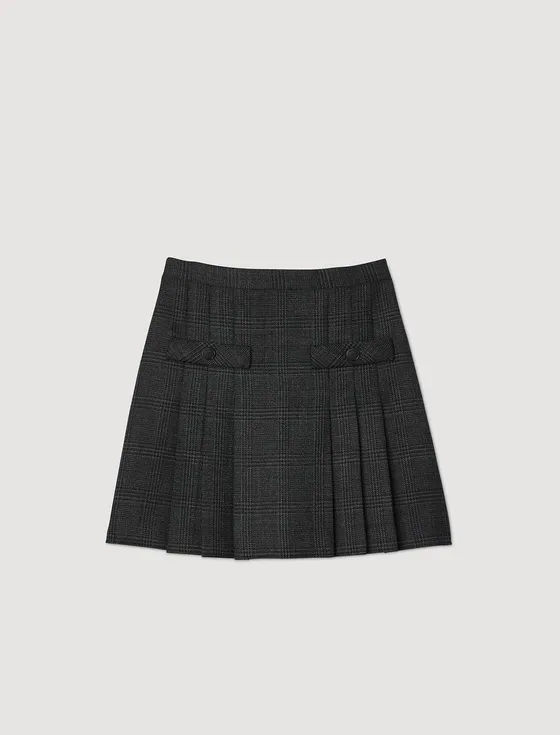 Chân váy ngắn kẻ caro xếp ly 34 Xám đậm