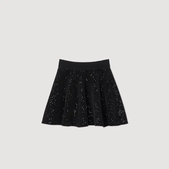 Chân váy xòe sequin 34 Đen