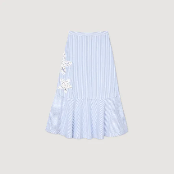 Chân váy maxi kẻ sọc 40 Xanh da trời