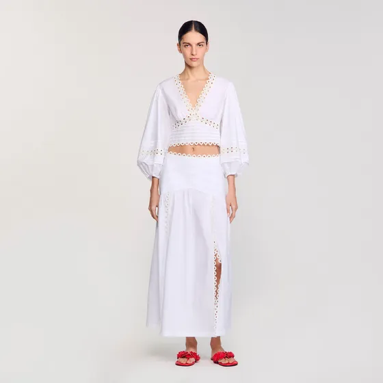Chân váy poplin dài 38 Trắng