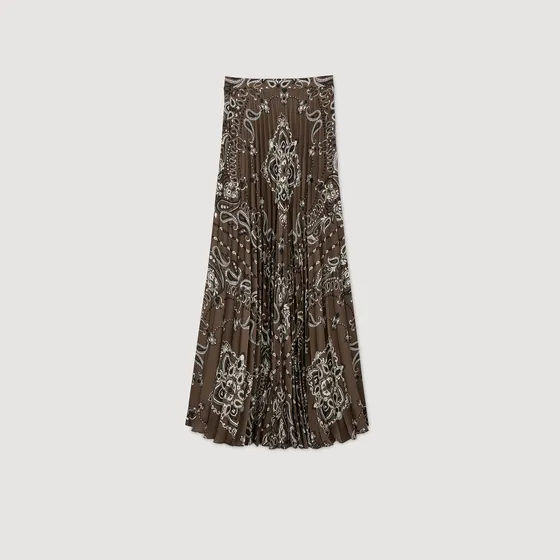 Chân váy xếp ly họa tiết bandana 38 Nâu