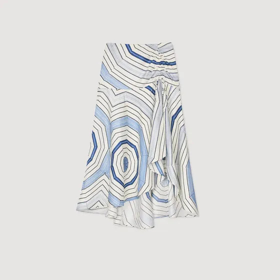 Chân váy maxi họa tiết xoắn ốc 38 Xanh da trời