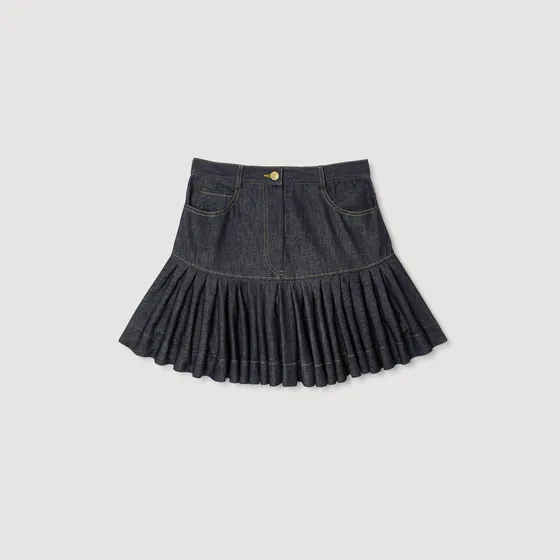 Chân váy ngắn denim xếp nếp 36 Denim