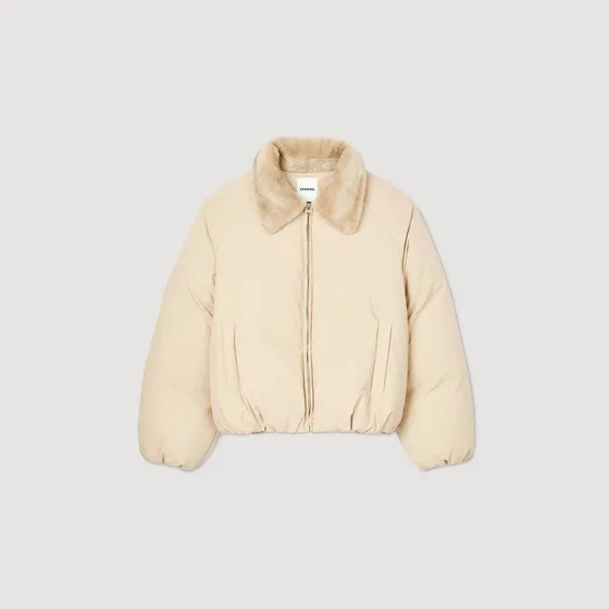 Áo phao cổ lông shearling 36 Be